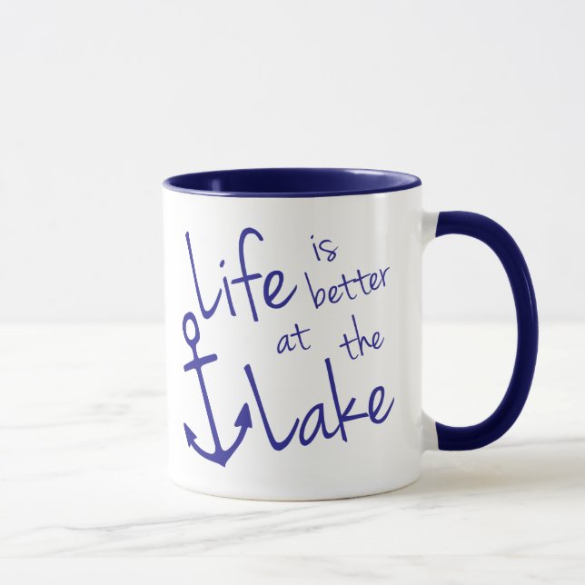 Caneca Lindo azul A VIDA É MELHOR NO LAGO |  (Direita)