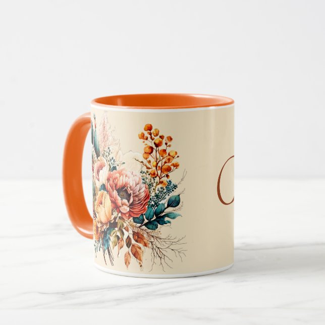 Caneca Lindo buquê boho de outono personalizado (Frente Esquerda)