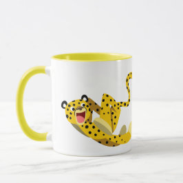 Caneca Lindo Cartoon de Guepardo Correndo