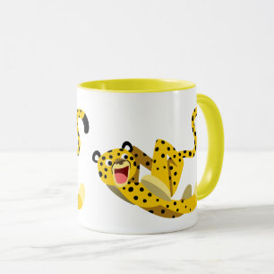 Caneca Lindo Cartoon de Guepardo Correndo