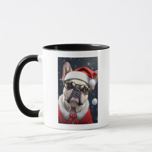 Caneca Lindo design de Natal de Bulldog Francês de Papai  (Esquerda)