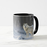 Lindo Lobo Branco na Neve Vida Selvagem ao Ar Livr