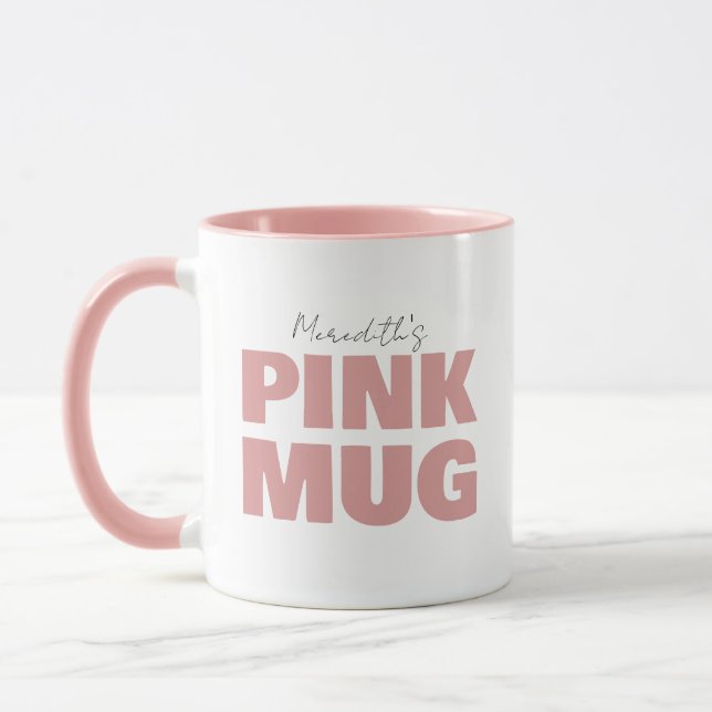 Caneca Lindo Nome Personalizado em Script Cor-de-Rosa (Esquerda)