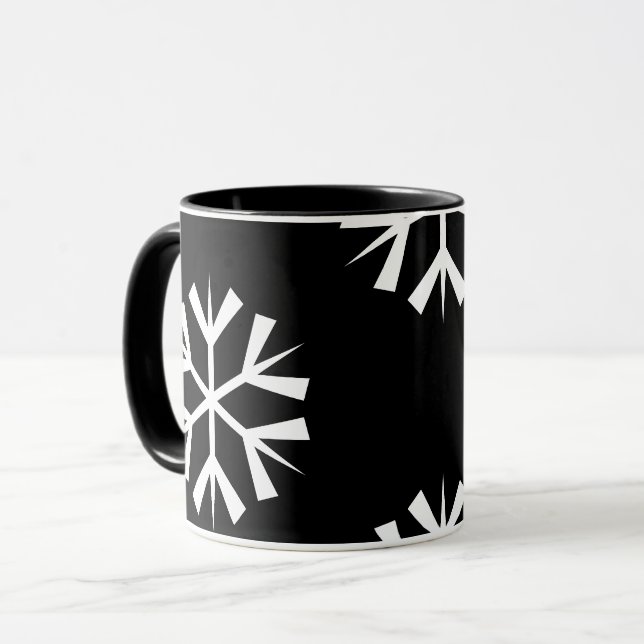 Caneca lindo padrão de FLoco de neve | (Frente Esquerda)