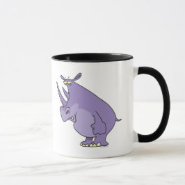 Caneca lindo rinoceronte roxo bobo cartoon