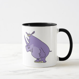 Caneca lindo rinoceronte roxo bobo cartoon