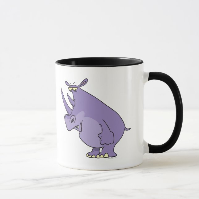 Caneca lindo rinoceronte roxo bobo cartoon (Direita)