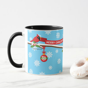 Caneca Lindo tordo e cardeal no galho - BOAS FESTAS