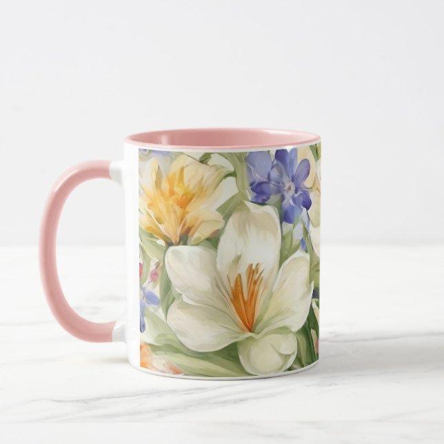 Caneca Lindos Crocos Brancos, С Aromáticas Flores de prim (Esquerda)