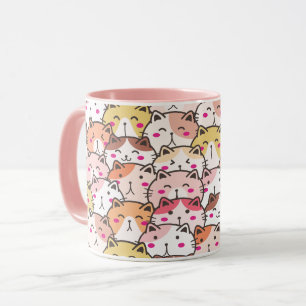 Caneca Lindos Gatos de Padrão Fofo, Moderno