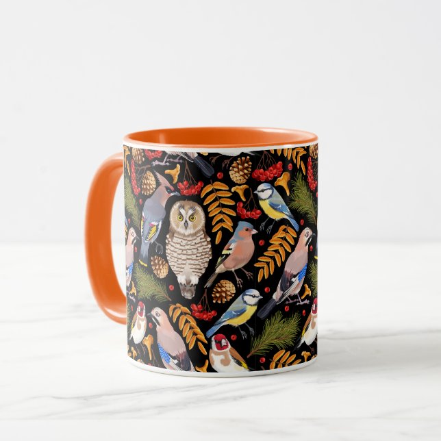 Caneca Lindos Pássaros Padrões Mug (Frente Esquerda)