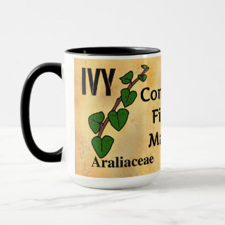Caneca Linguagem floral da hera floriografia papel envelh