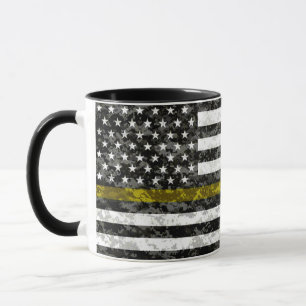 Caneca Linha amarela fina bandeira de Camo