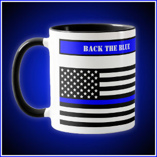 Caneca [Linha azul fina] Volte a Polícia azul SVG