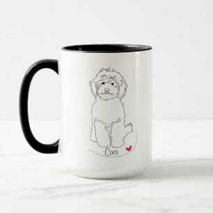 Caneca Linha de Arte de Poodle com Nome