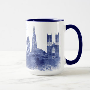 Caneca Linha do Céu de Londres - Azul de Watercolor