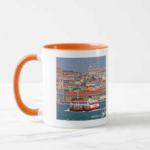 Caneca Linha do horizonte de Lisboa com o velho ferry no