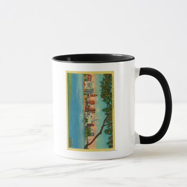 Caneca Linha do horizonte de Oakland no lago Merritt (Direita)
