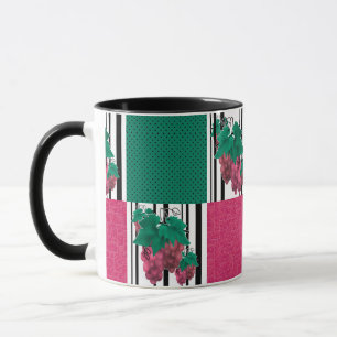 Caneca Linha em banda de fruta de uva de abstrato sem cos