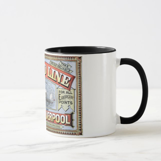 Caneca Linha poster de Cunard de New York Liverpool (Direita)