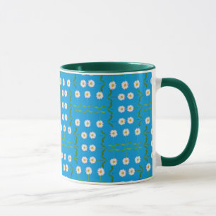 Caneca Linhas das Díssias Brancas no Fundo do Teal
