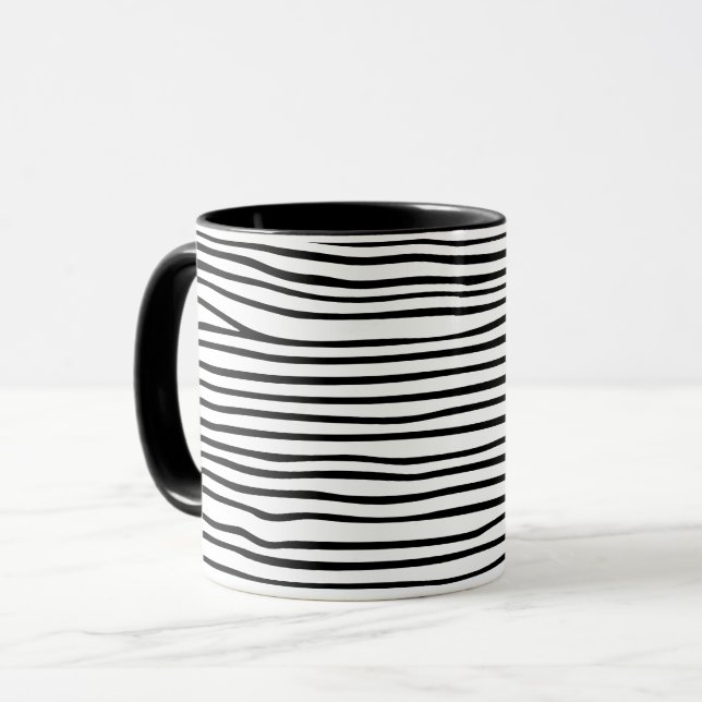 Caneca Linhas horizontais abstratas_preto (Frente Esquerda)