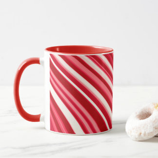 Caneca Linhas Onduladas em Vermelho e Branco