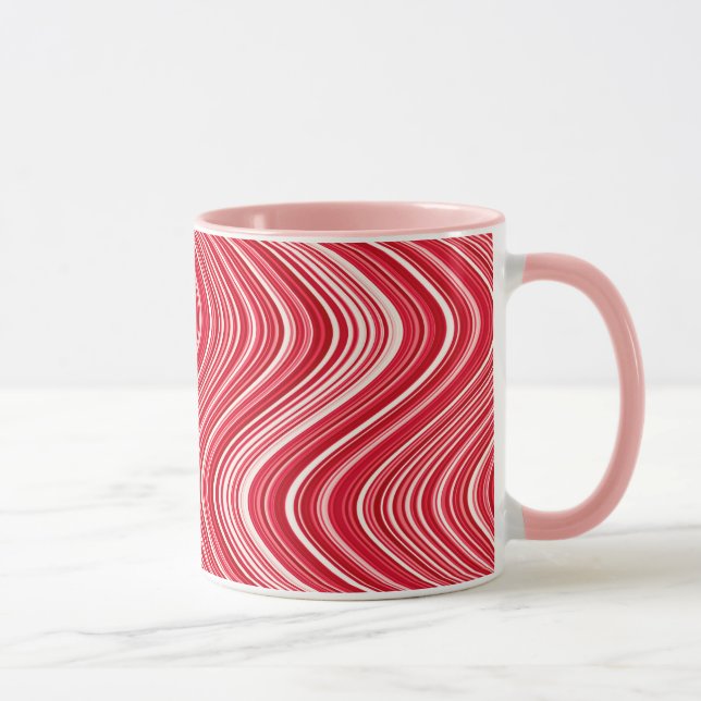 Caneca Linhas onduladas em vermelho e branco (Direita)