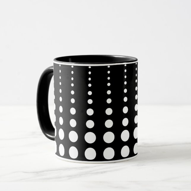 Caneca Linhas pontos círculos modernos abstratos elegante (Frente Esquerda)