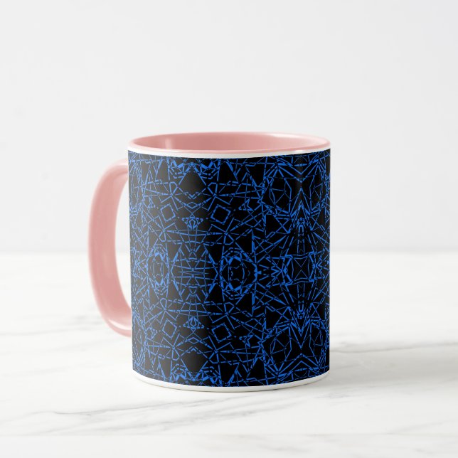 Caneca Linhas pretas abstratas modernas de teia de aranha (Frente Esquerda)