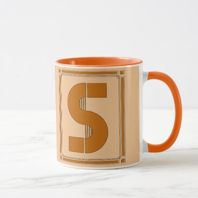 Caneca Linhas retas art deco com monograma, letra S (Direita)