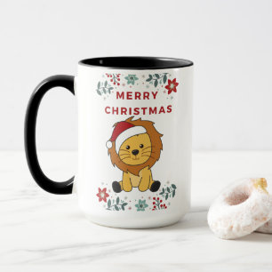 Caneca Lion Christmas Snow Winter Animals Lions