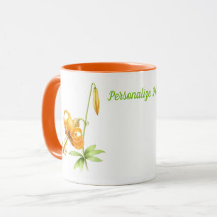 Caneca Lírio de tigre alaranjado personalizado