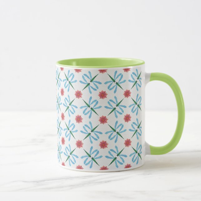 Caneca Lírios de água branca e verde Ringer Mug (Direita)