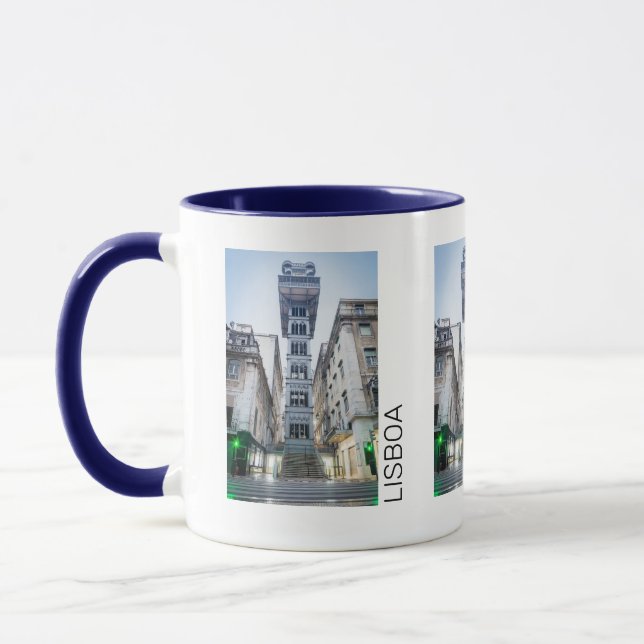 Caneca Lisboa Portugal Retro Elevador Feriado Souvenir (Esquerda)