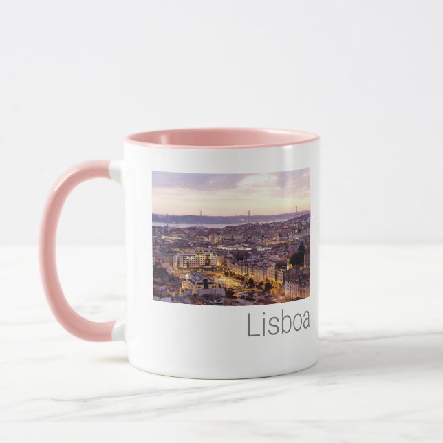 Caneca Lisboa Portugal Sunset Skyline Cityscape Souvenir (Esquerda)