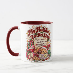 Caneca Lista de Tarefas Engraçadas de Natal Cachorro Sarc