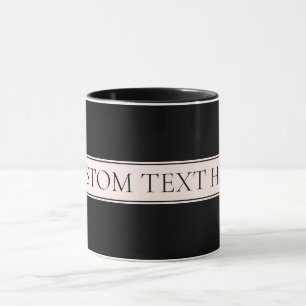 Caneca Listra de Rosa Claro e Texto Editável Elegante