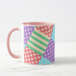 Caneca Listra de Xadrez Pastel Arco Bolinha Geométrico