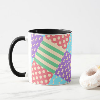 Caneca Listra de Xadrez Pastel Arco Bolinha Geométrico