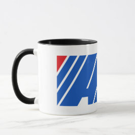 Caneca Listra Geométrica Azul e Vermelha Minimalista