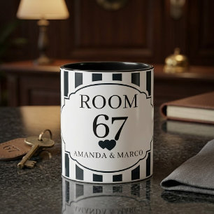 Caneca Listra Vertical Preta e Branca Moderna Personaliza