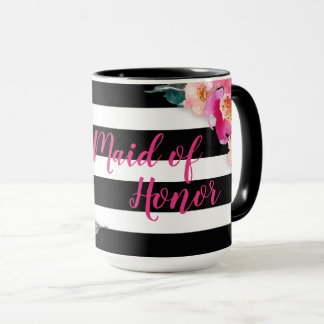 Caneca listrada floral da madrinha de casamento