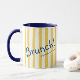 Caneca Listras Amarelas Ousadas Chá de Noiva Brunch
