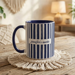Caneca Listras Azul-Marinho Personalizado Anúncio de Bebê