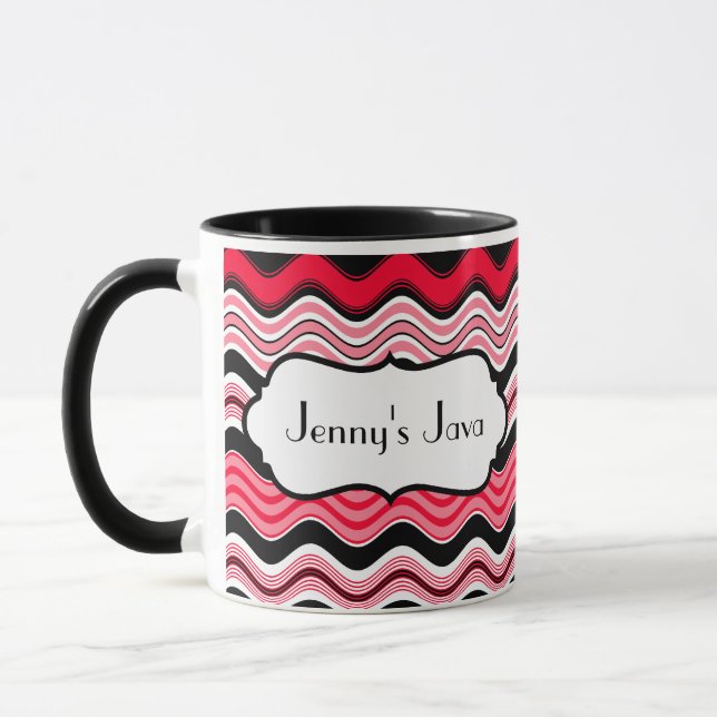 Caneca Listras brancas, vermelhas, brancas onduladas, can (Esquerda)