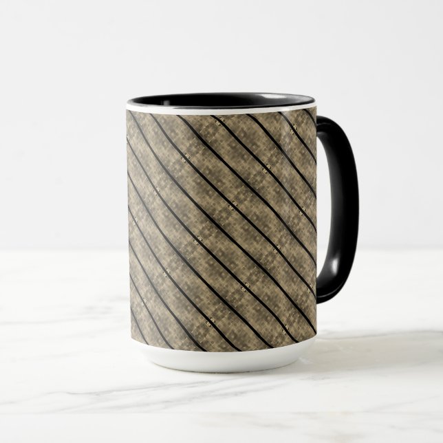 Caneca Listras castanhas e divisores de preto ou de xadre (Frente Esquerda)