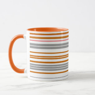 Caneca Listras cinza marrom fofas