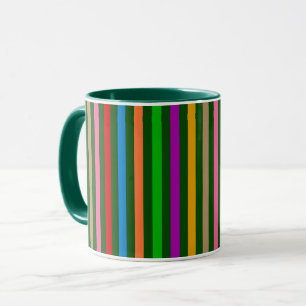Caneca Listras Coloridas Em Cima de um Design de Padrão V