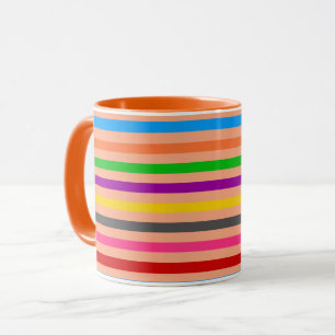 Caneca Listras Coloridas Em Design De Padrão Laranja